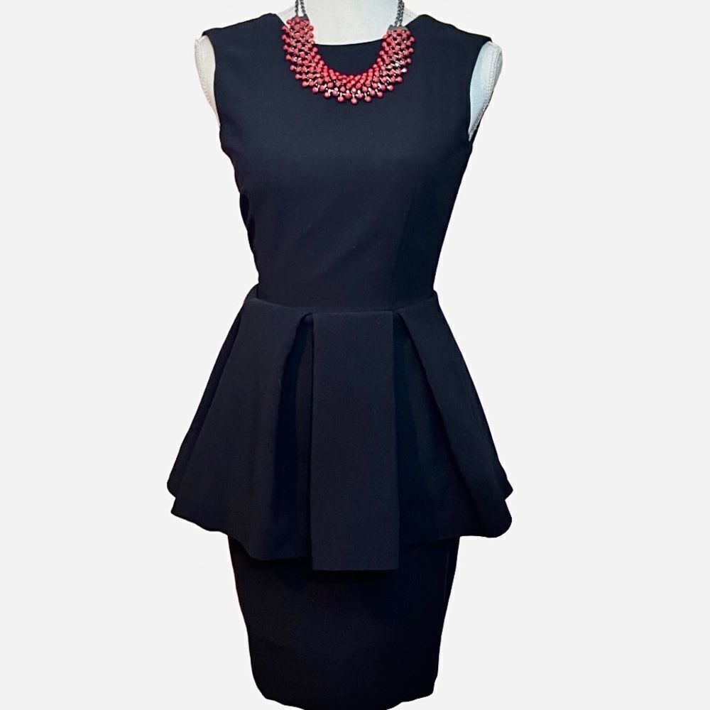 NWOT Revolve AQ/AQ Dee Dee Black Mini Peplum Dress